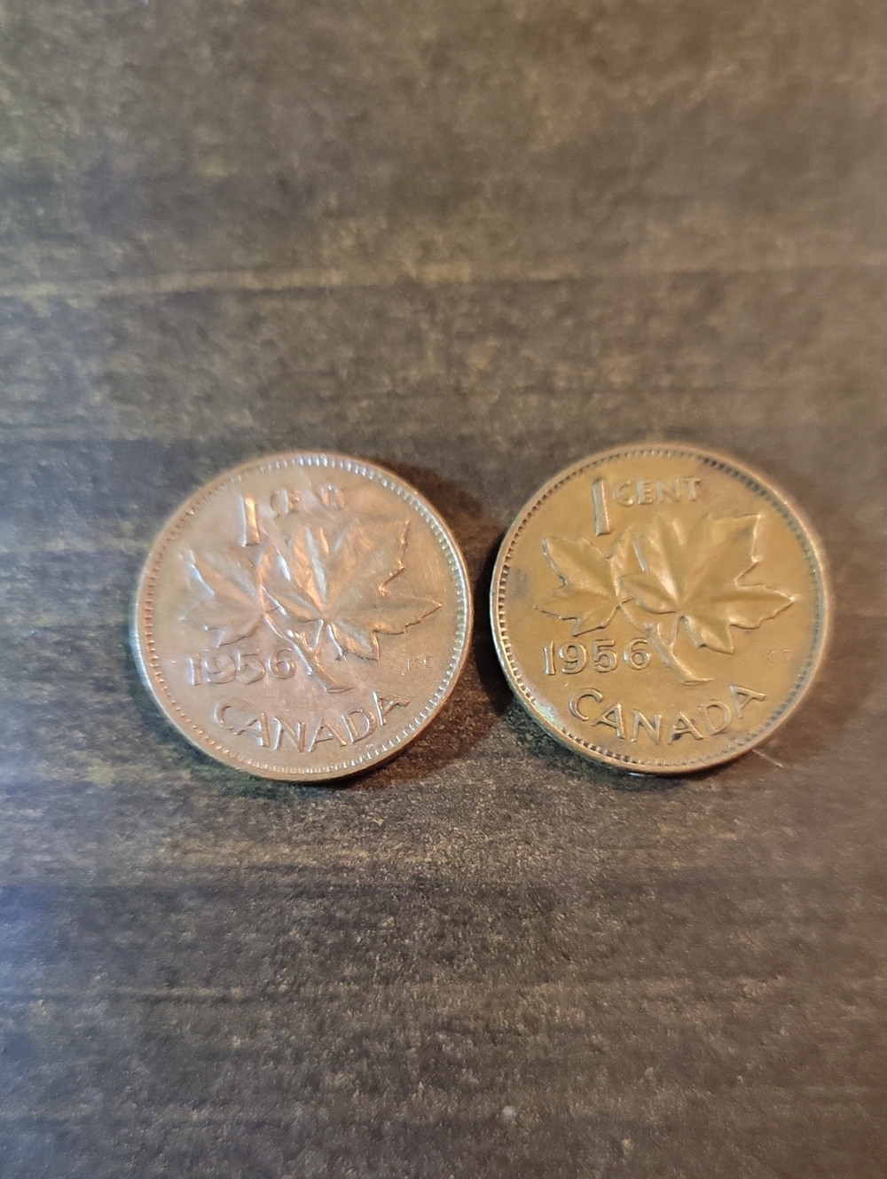 1956 Canada One Cent Coin Pair - Classic Brown Finish